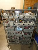 Lot - Rack with Contents - (22) Bins of Destaco Manual Toggle Clmaps, Clips, Hold Downs