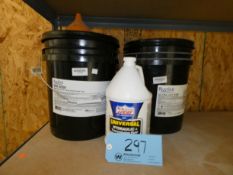 Lot - (2) 5-Gallon Rustlick Synthetic Fluid and (1) Transmission Fluid