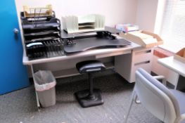 Lot - (1) Desk, (3) Tables, (2) 4-Drawer Lateral File Cabinets and (6) Office Chairs