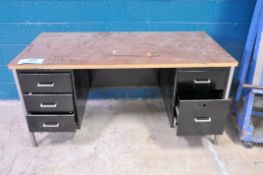 Lot - Desk, 4-Drawer Legal Size File Cabinet, Coat Rack, Water Cooler and Chair