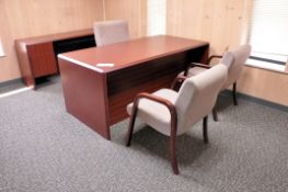 Lot - Desk, Credenza and 2-Drawer Wood Lateral File Cabinet In (1) Room