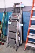 Lot - (1) 6' Aluminum Step Ladder, (1) 4-Stepper and (3) 3-Steppers
