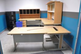 Lot - (3) Desks, (1) 4-Drawer Legal Size File Cabinet and (1) 30