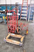 Lot - (3) 2-Wheel Hand Carts, (2) 4-Wheel Furniture Dollies and (1) 4-Wheel Barrel Dolly