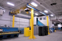 R-M Crane 7-1/2 Ton Capacity Free Standing Overhead Bridge Crane with Rails and Support Beams