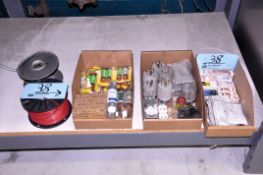 Lot - Fuses and Electrical Hardware in (3) Boxes with (2) Spools of Electrical Wire