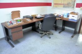 Lot - (2) Desks, (1) Credenza and (1) Swivel Office Chair with Safety and Hardware in (1) Room