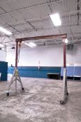 10' Wide Portable A-Frame Gantry with 1-Ton Manual Chain Fall Hoist, 10' Clearance Under Beam