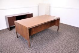 Lot - (2) Desks, (1) Credenza and (2) 4-Drawer Legal Size File Cabinets in (1) Room