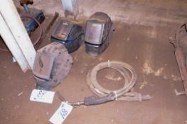 Lot - (3) Welding Helmets with Mig Gun