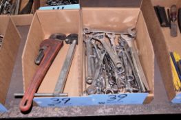 Lot - Combination Wrenches with (2) Pipe Wrenches in (2) Boxes
