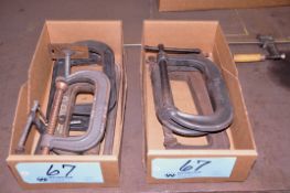 Lot - Various C-Clamps in (2) Boxes with 36