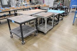 Lot - (7) Heavy Duty Steel Shop Carts with Wood Tops