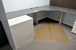 Lot - (3) Desks, (1) 3-Drawer Lateral File Cabinet, (1) 2-Drawer Lateral File Cabinet, Etc