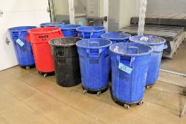 Lot - (13) Rubbermaid Brute Waste Cans with Dollies