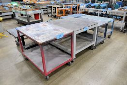 Lot - (7) Shop Carts with Wood Tops