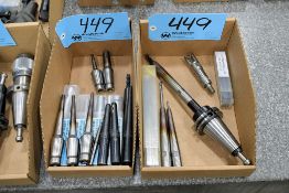 Lot - (1) Cat 40 Shrink Fit Tool Holder with Shrink Fit Tools in (2) Boxes