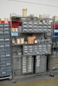 Lot - (1) 18-Drawer Steel Bin Organizer with Flat Head Cap Screws, (1) 21-Drawer Steel Bin Organizer