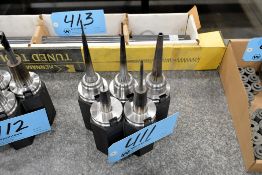 Lot - (5) Cat 40 Shrink Fit Tool Holders with Stand
