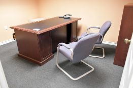 Lot - Desk, Bookcase, Portable Cabinet and (2) Chairs in (1) Room (Located on 2nd Floor)