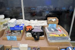 Lot - Gloves, Masks, Ear Plugs, Safety Glasses and Signs in (4) Boxes