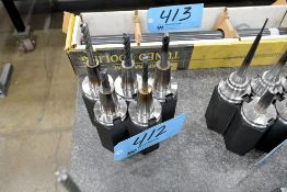 Lot - (5) Cat 40 Shrink Fit Tool Holders with Stand