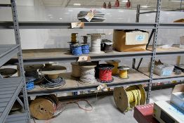 Lot - Electrical Wire, Panduit Wire Ways and Flex Conduit on (2) Sections with Wire Spool Rack