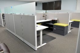 12-Station Cubicle Partition Work System with Desks and Cabinets