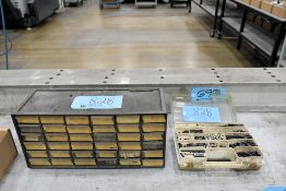 Lot - (1) 36-Drawer Plastic Bin Organizer Cabinet and (1) Service Kit with Various Inspection