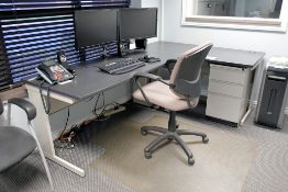 Lot - (2) Desks, (1) Table, (4) 2-Drawer Cabinets, (2) 4-Drawer File Cabinets, Etc