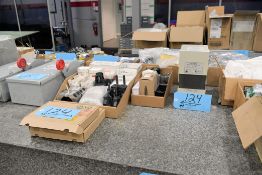 Lot - Sola CVS Voltage Regulator, Keyence Mounting Brackets, Motor Start Capacitors, Etc.