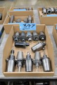 Lot - (12) 45 Taper End Mill Holders in (1) Box, Quick Switch 400 Style for Tarus Duplicators