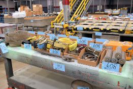 Lot - Strap Slings, Chain Binder, Ratchet Straps, Bungee Cords and Conveyor Rollers, Etc