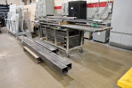 Lot - Steel Square Tube Stock, Mesh and Plexiglass with (4) Carts