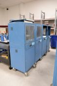 Lot - (4) Portable PC Cabinets with (2) Monitors and HP LaserJet Pro 400 M401n Laser Printer
