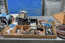 Lot - Welding Supplies in (10) Boxes, Including: Tig Consumables, Copper Tips, Ground Clamp,Etc