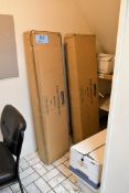 Lot - Literature Racks, Upright Vacuum, Dry Erase Board and Supplies
