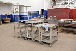 Lot - (4) 4-Wheel Steel Shop Carts and (1) 48