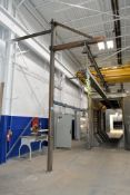 95.5' Long Overhead Rail with Support, Approximately 10' Above the Floor