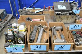 Lot - Power Caulk Gun, Grease Guns, Hammers, Sealant and Lube in (4) Boxes