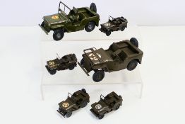 Tri-ang - Minic - A group of unboxed clockwork Jeep models in 2 x sizes,