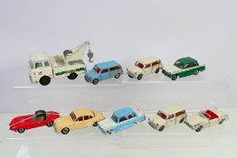 Dinky - A group of unboxed vehicles including Bedford TK Tow Truck # 434, Triumph Herald # 189,