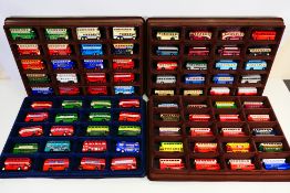 Lledo - A collection of 80 Lledo diecast model buses contained within four wall mounted flock
