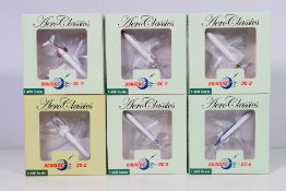 Aero Classics - 6 x boxed aircraft models in 1/400 scale including Douglas DC-9 in Continental Lite