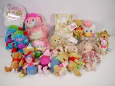 Cherished Teddies - My Little Pony - Popples - Disney - A group of soft toys including Popples and