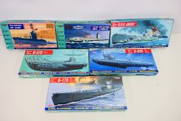 Mirage Hobby - 6 x boxed submarine model kits in 1/400 scale including U-750 # 40411, U-176 # 40041,