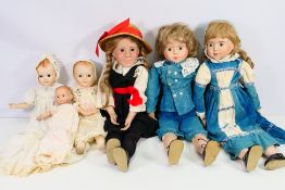 Alresford - A group of bisque dolls by Alresford including brother and sister,