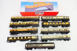 Hornby - Airfix - A group of unboxed OO gauge coaches in brown and cream including an Autocoach and