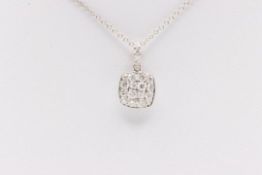 Cushion Shape Natural Diamond Pendant & Chain set in 18k White Gold - 1.00 Carat