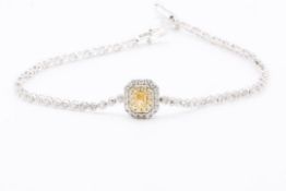 Fancy Yellow Natural Diamond Bracelet 2.50 Carat VS Clarity set in 18k white Gold